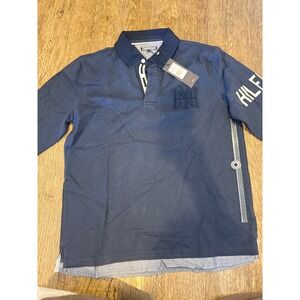 NWT!Tommy Hilfiger Mens Long Sleeve Rugby Polo Shirt Navy Blue Crest XL